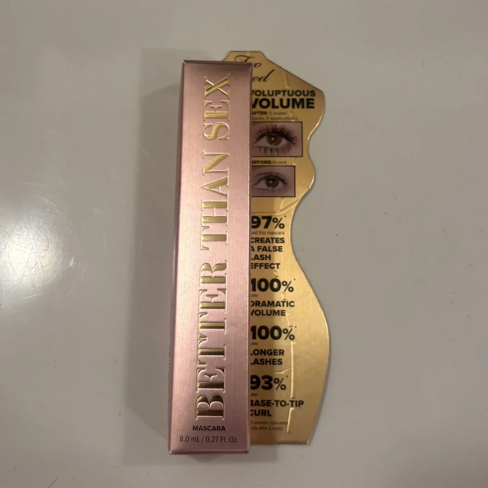 NIB Too Faced Better Than Sex Volumizing Mascara, Deepest Black, Full Sized 8 mL